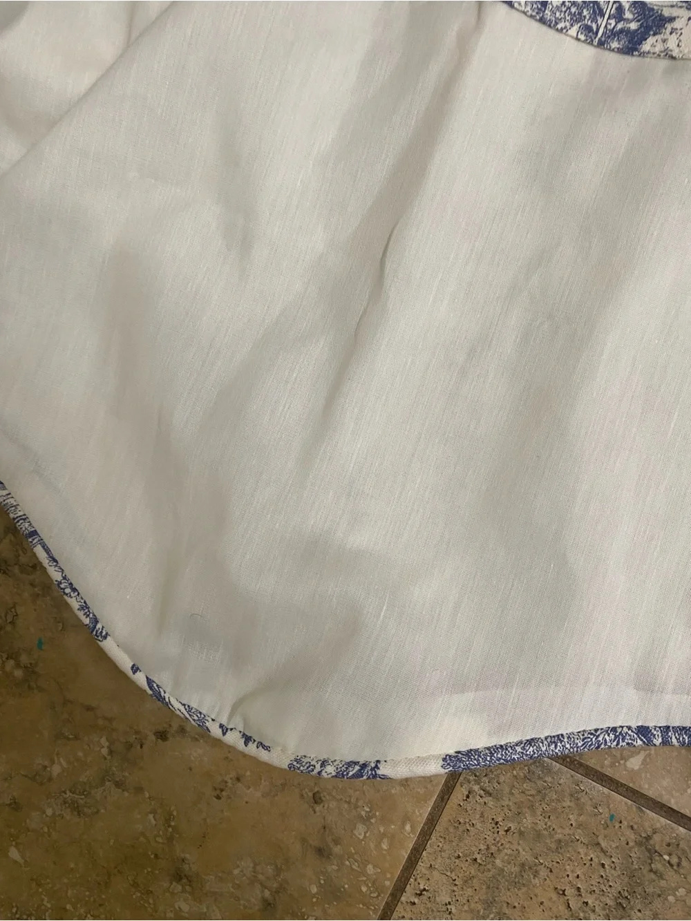 Charming French Country Blue White Toile Scalloped Curtain Window Valance 70”x17